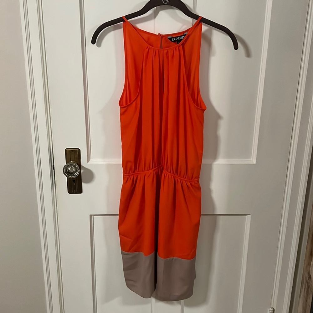 Express orange summer dress with tan stripe size S